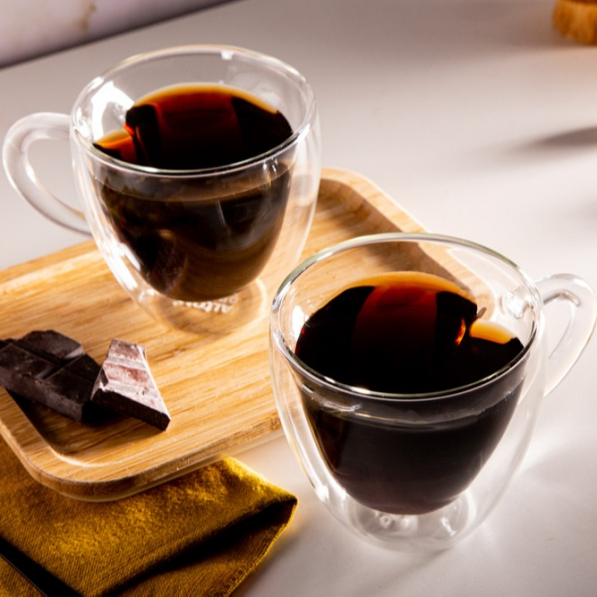 Szklanki do kawy i herbaty termiczne z podwójnymi ściankami szklane ANDREA HEART 250 ml 2 szt.