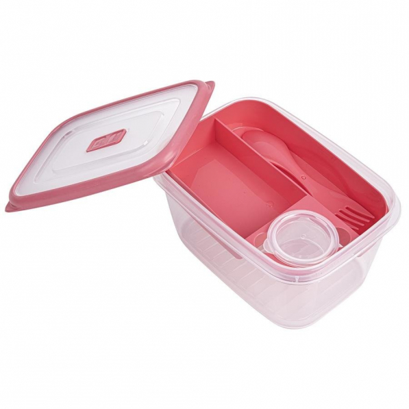 Lunch box / śniadaniówka dwukomorowa plastikowa ACTIVE RÓŻOWY 1.7 l