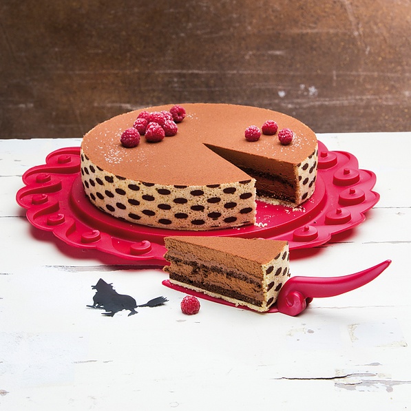 KOZIOL Tortella czerwona 14 cm - patera stała na ciasto plastikowa / stojak na tort