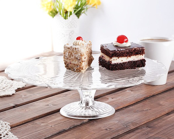 Patera stała na ciasto szklana AGATA 30 cm - stojak na tort
