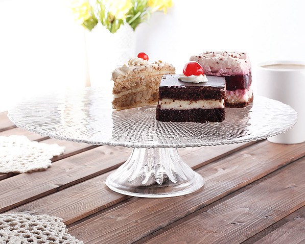 Patera stała na ciasto szklana FLORINA HELENA 32 cm - stojak na tort