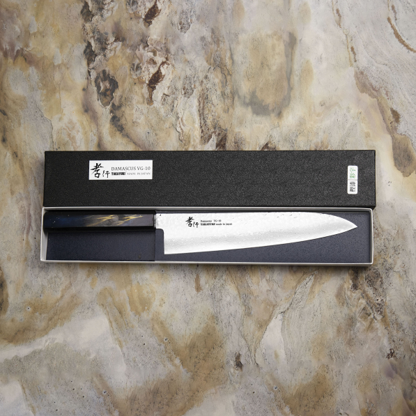 SAKAI TAKAYUKI Urushi Saiu 24 cm - japoński nóż szefa kuchni ze stali damasceńskiej