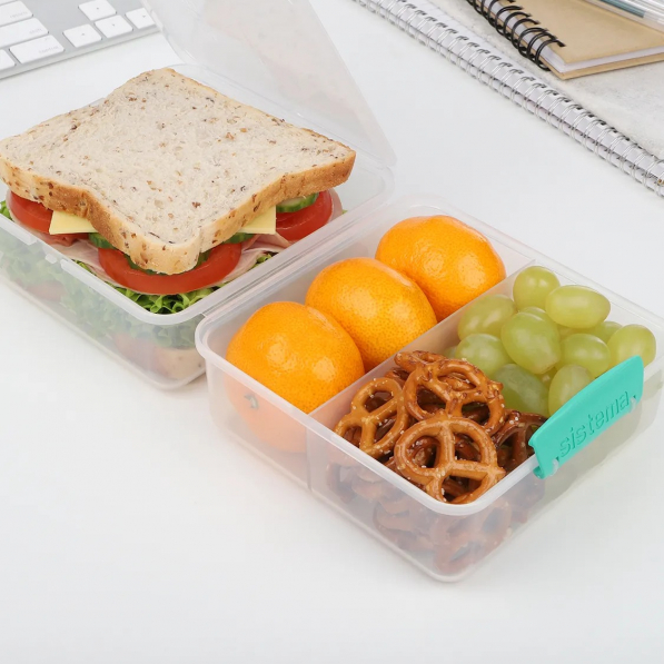 SISTEMA To Go Lunch Cube 1,4 l miętowy - lunch box / śniadaniówka trzykomorowa plastikowa