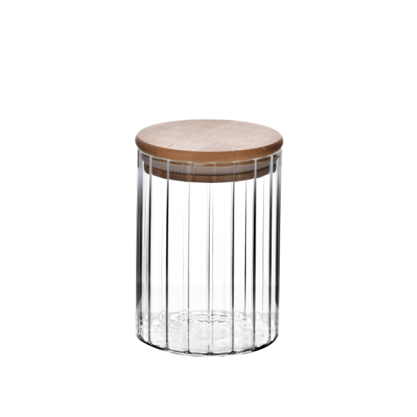 Słoik ozdobny szklany z pokrywką bambusową MODERN KITCHEN 0,55 l
