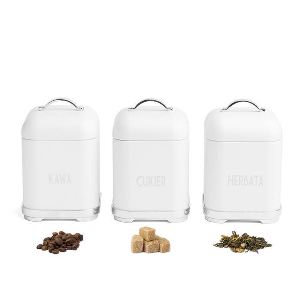 STARKE PRO Harper 3 szt. białe - pojemniki na kawę cukier herbatę stalowe