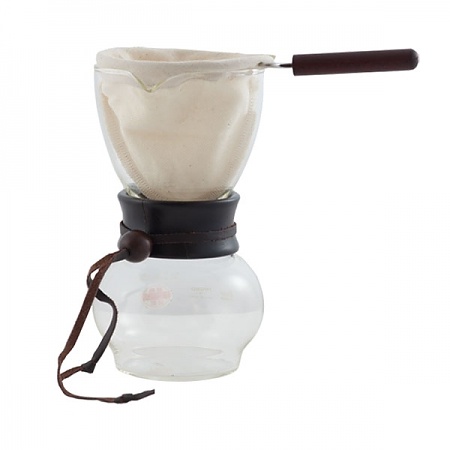 HARIO Drip Pot Woodeneck 0,24 l czarny - dripper / filtr do kawy szklany
