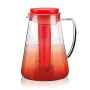 TESCOMA Teo 2,5 l czerwony - dzbanek do wody i napojów szklany z wkładem chłodzącym i zaparzaczem