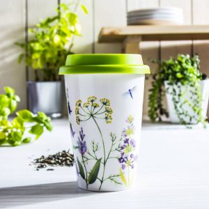 Kubek termiczny porcelanowy z pokrywką Duo Herbs