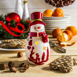 świecznik tealight ceramiczny Bałwan