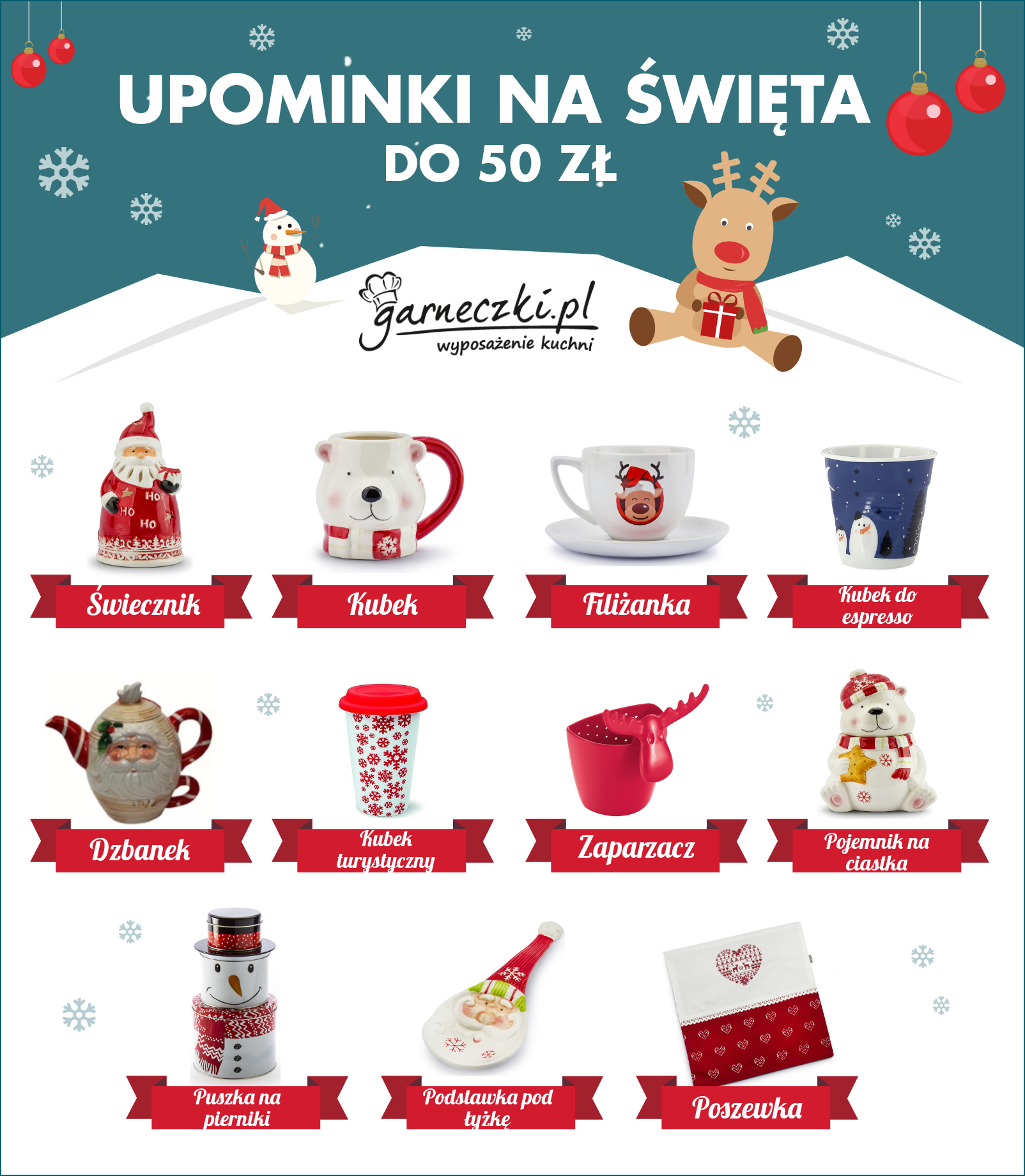 Upominki do 50 zł na święta - infografika