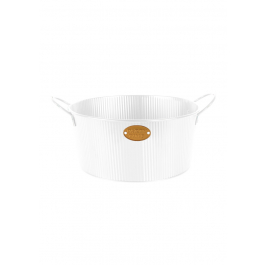 Doniczka / Osłonka na kwiaty metalowa z uchwytami PARTY TIME BIAŁA 14 cm