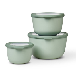 MEPAL Cirqula Nordic Jade 3 szt. - miski kuchenne plastikowe z pokrywkami