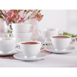 Bulionówki ze spodkami porcelanowe MARIAPAULA BIAŁA 6 szt.