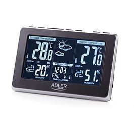 ADLER Blos 21 x 14 cm czarna - stacja pogodowa elektroniczna z czujnikiem zewnętrznym i wewnętrznym