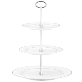 AMBITION Aura Silver 27 cm - patera na ciasto trzypoziomowa porcelanowa