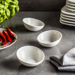 AMBITION SALSA II BIAŁE 30 ml 3 szt. - miseczki do dipów i na przekąski porcelanowe