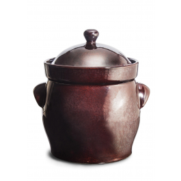 BOLESŁAWIEC GU-1907 DEK. ZM 10 l brązowa - beczka do kiszenia kapusty i ogórków ceramiczna z kołnierzem wodnym i pokrywką