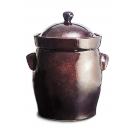 BOLESŁAWIEC GU-1915 DEK. ZM 15 l brązowa - beczka do kiszenia kapusty i ogórków ceramiczna z kołnierzem wodnym i pokrywką