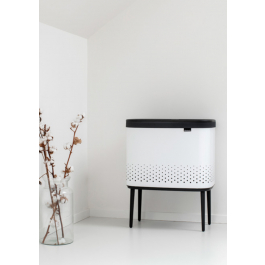BRABANTIA Bo 60 l biały - brudownik / kosz na pranie i bieliznę ze stali nierdzewnej