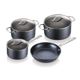 BRABANTIA Chrome zestaw 3 garnków aluminiowych z pokrywkami i patelnią 7 el.