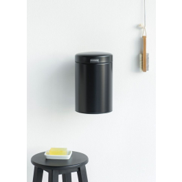 BRABANTIA Newicon czarny 3 l - kosz na śmieci do łazienki ze stali nierdzewnej podwieszany