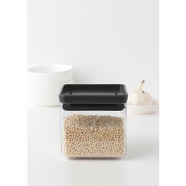 BRABANTIA Tasty 0,7 l czarny - pojemnik na produkty sypkie plastikowy z pokrywką