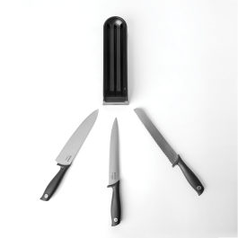 BRABANTIA Tasty Plus 4 el. czarne - noże kuchenne stalowe w bloku