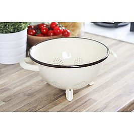 Cedzak / Durszlak emaliowany SILESIA RYBNIK KREMOWY 23 cm