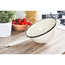 Cedzak / Durszlak emaliowany SILESIA RYBNIK BASIA KREMOWY 23 cm