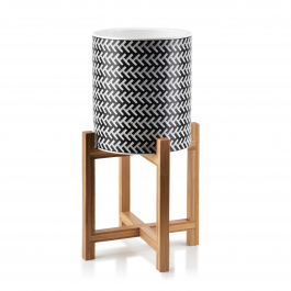 Doniczka / Osłonka na kwiaty ceramiczna na stojaku MONDEX AVA BLACK 18 cm