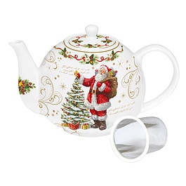 Dzbanek do herbaty porcelanowy z zaparzaczem MAGIC CHRISTMAS BIAŁY 1 l