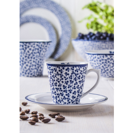 Filiżanka do espresso porcelanowa ze spodkiem LAURA ASHLEY FLORIS BIAŁA 80 ml