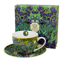 Filiżanka do kawy i herbaty porcelanowa ze spodkiem DUO ART GALLERY IRISES BY V. VAN GOGH 270 ml