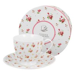 Filiżanka do kawy i herbaty porcelanowa ze spodkiem DUO FIVE O'CLOCK ELENI 220 ml