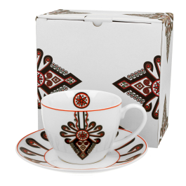 Filiżanka do kawy i herbaty porcelanowa ze spodkiem DUO PARZENICA 250 ml