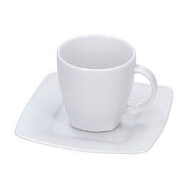Filiżanka do kawy i herbaty porcelanowa ze spodkiem LUBIANA VICTORIA WYSOKA BIAŁA 250 ml