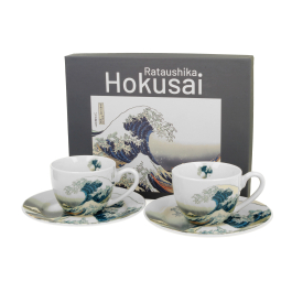 Filiżanki do espresso porcelanowe ze spodkami DUO ART GALLERY THE GREAT WAVE BY HOKUSAI 110 ml 2 szt.