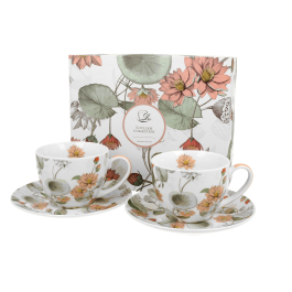 Filiżanki do kawy i herbaty porcelanowe ze spodkami DUO FIVE O'CLOCK YVONNE 250 ml 2 szt.
