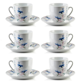 Filiżanki do kawy i herbaty porcelanowe ze spodkami MONDEX JOY 250 ml 6 szt.