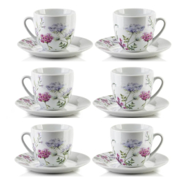 Filiżanki do kawy i herbaty porcelanowe ze spodkami MONDEX JOY 250 ml 6 szt.