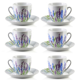 Filiżanki do kawy i herbaty porcelanowe ze spodkami MONDEX JOY 250 ml 6 szt.
