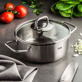 FISSLER Viseo 2,4 l - garnek ze stali nierdzewnej ze szklaną pokrywką