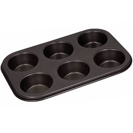 GUARDINI Gardenia czarna - forma do pieczenia 6 muffinek i babeczek ze stali węglowej