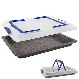 Forma do pieczenia ciasta metalowa z pokrywką GRANDE CAKE SZARA 38 x 25 cm