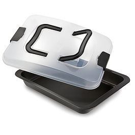 GUARDINI Bake Away 32 x 24 cm czarna - forma do pieczenia ciasta metalowa z pokrywką