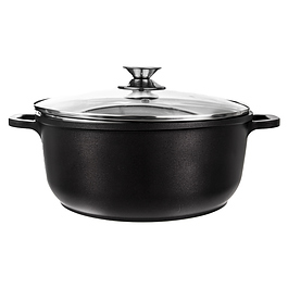 Garnek aluminiowy z pokrywką GRANDE CZARNY 7 l