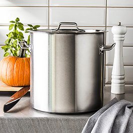 Garnek gastronomiczny ze stali nierdzewnej z pokrywką TADAR Q SATYNOWY 21 l