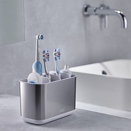 JOSEPH JOSEPH Easy Store Steel L biały - kubek łazienkowy na szczoteczki plastikowy