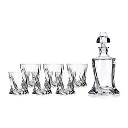 Karafka szklana z 6 szklankami CRYSTALITE BOHEMIA QUADRO 0,8 l