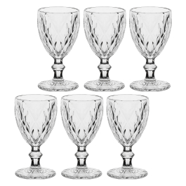 Kieliszki do wody i wina białego szklane ROSE TULIPANI DIAMOND 250 ml 6 szt.